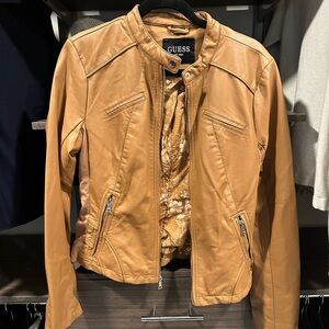 NWOT GUESS Women's Tan Faux Leather Jacket